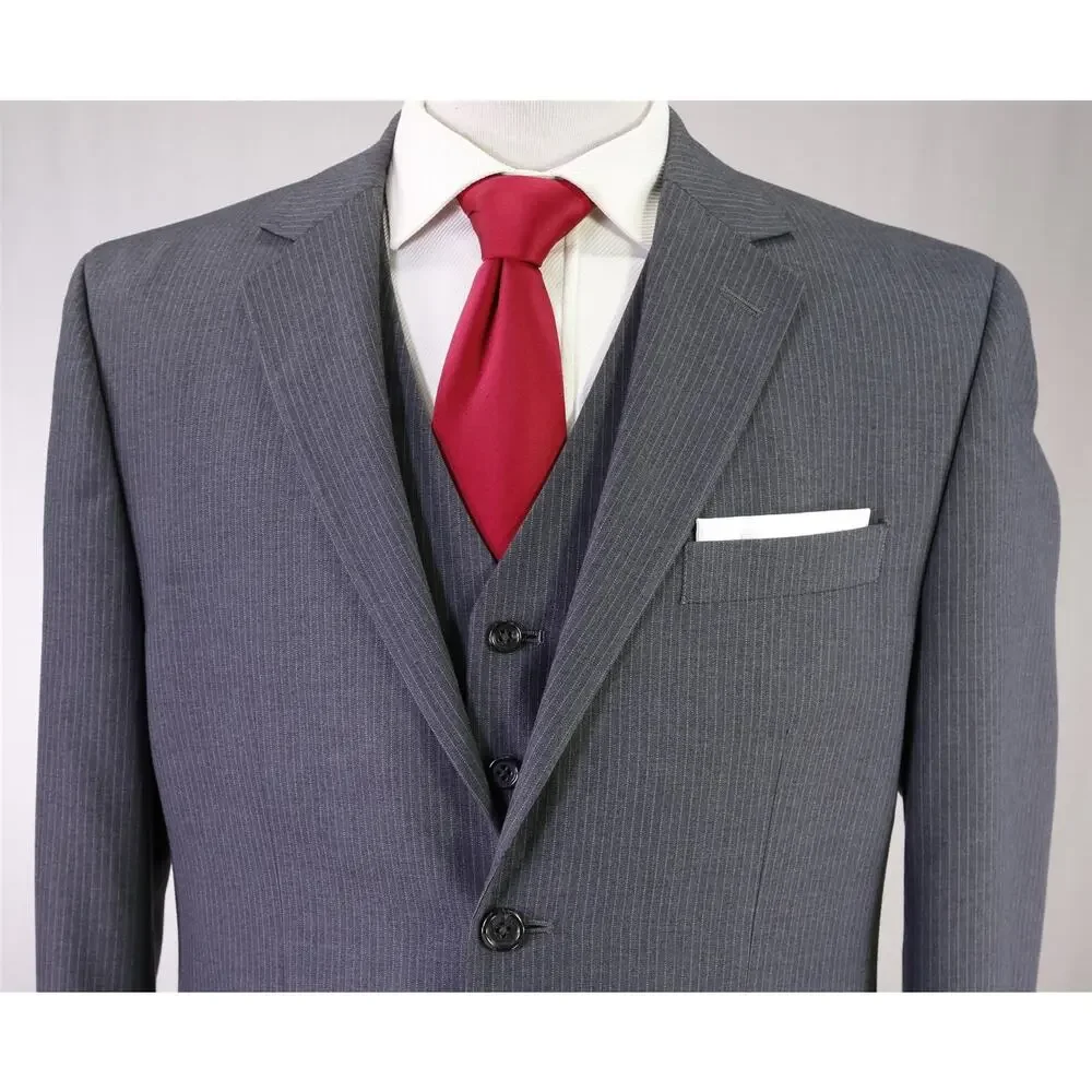 Michael Kors Gray Pinstripe 3-Piece 2-Btn Suit 40S